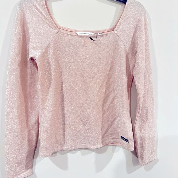 New Calvin Klein Jeans Square-Neck Shimmer Top, shirt, top, long sleeve size S - Picture 6 of 9
